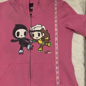 🩷🖤 Tokidoki Marvel pink zip hoodie Ciao & Rogue rollerskating X Men